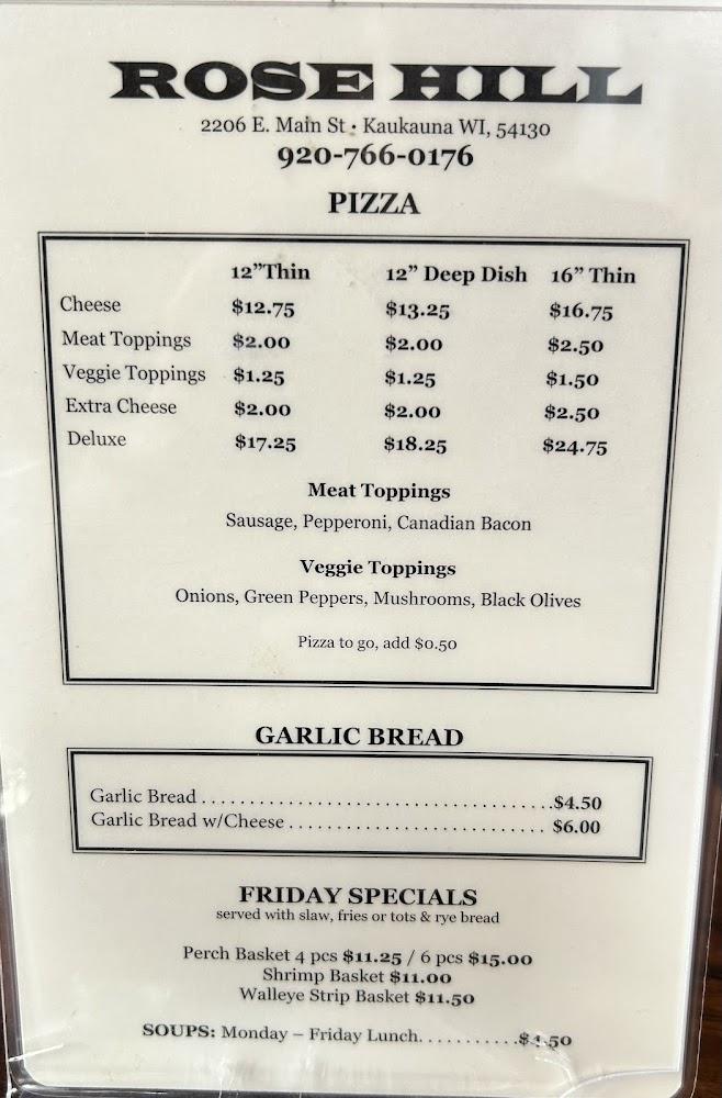Rose Hill Bar Menu image 3