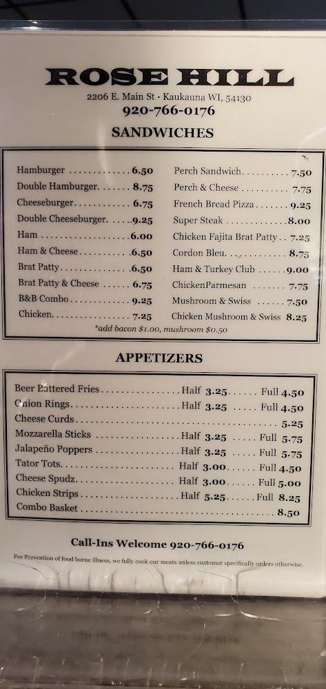 Rose Hill Bar Menu image 4